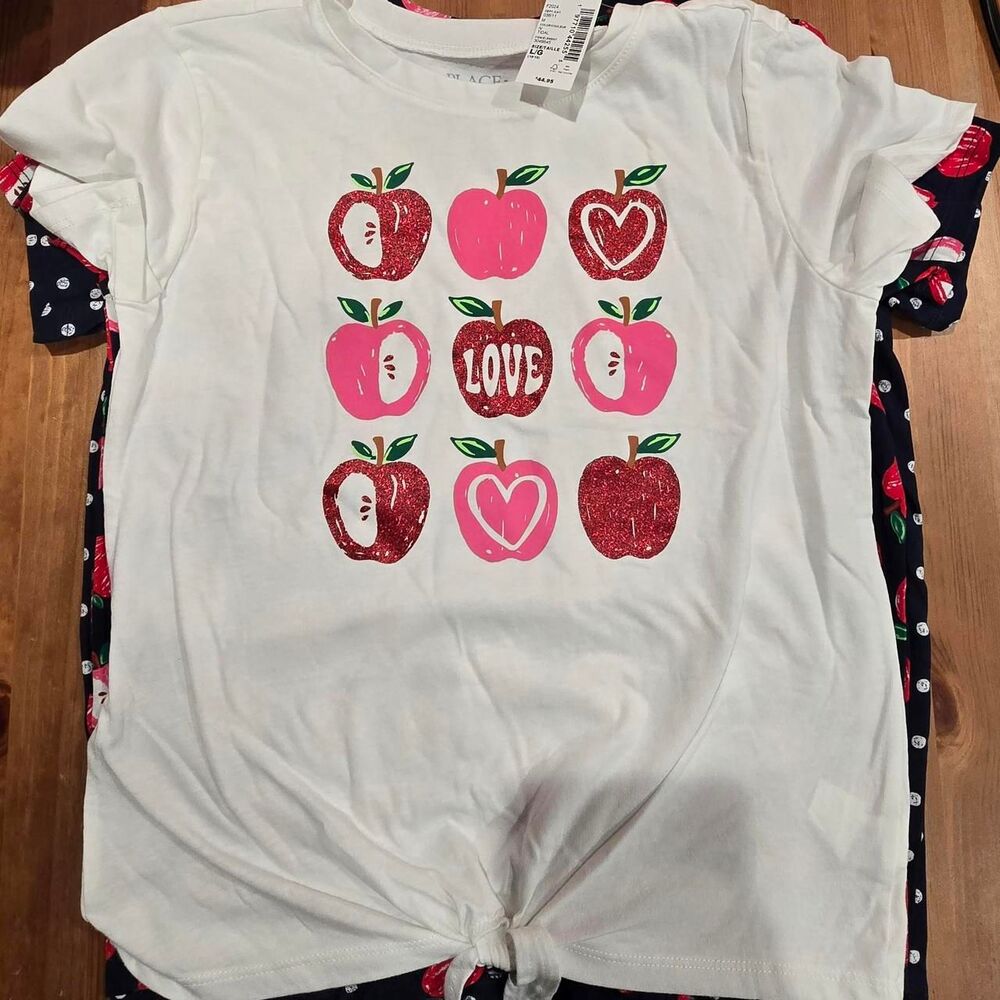 The Children’s Place Girls 3 Pack Shirts Size L 10/12 Apple Polka Dot Tops